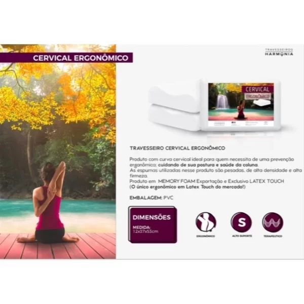 Travesseiro Cervical Latex Touch Ergonômico Harmonia - Imagem 2