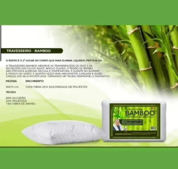 Travesseiro Bamboo Preenchimento Com Plumas Sintéticas